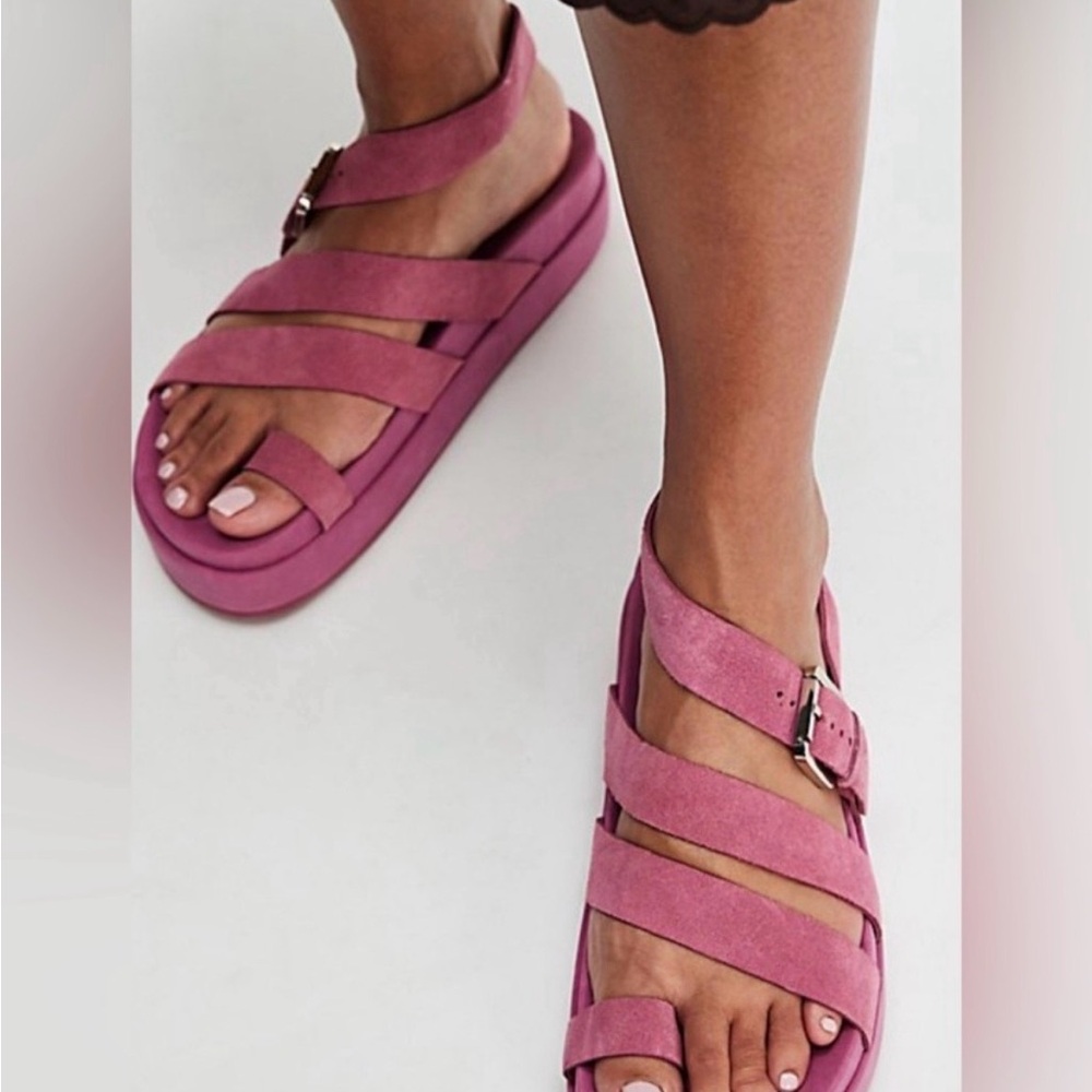 Jeffrey Campbell Getaway Footbed Suede Sandals